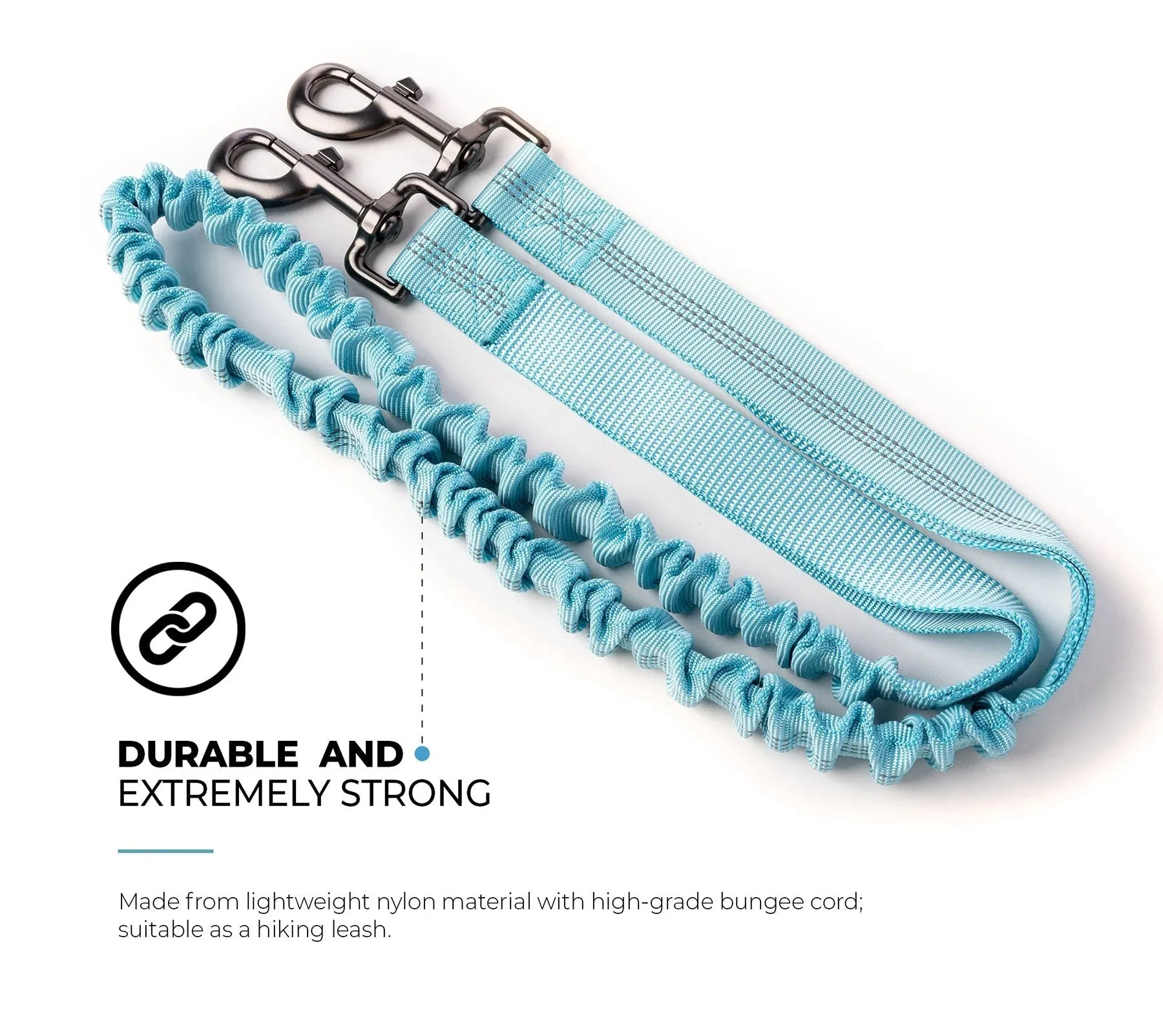 🚶‍♂️ Stripe Blue Hands-Free Dog Leash – Adjustable Waist Belt with Shock-Absorbing Bungee for Running, Hiking & Walking