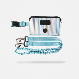 🚶‍♂️ Stripe Blue Hands-Free Dog Leash – Adjustable Waist Belt with Shock-Absorbing Bungee for Running, Hiking & Walking