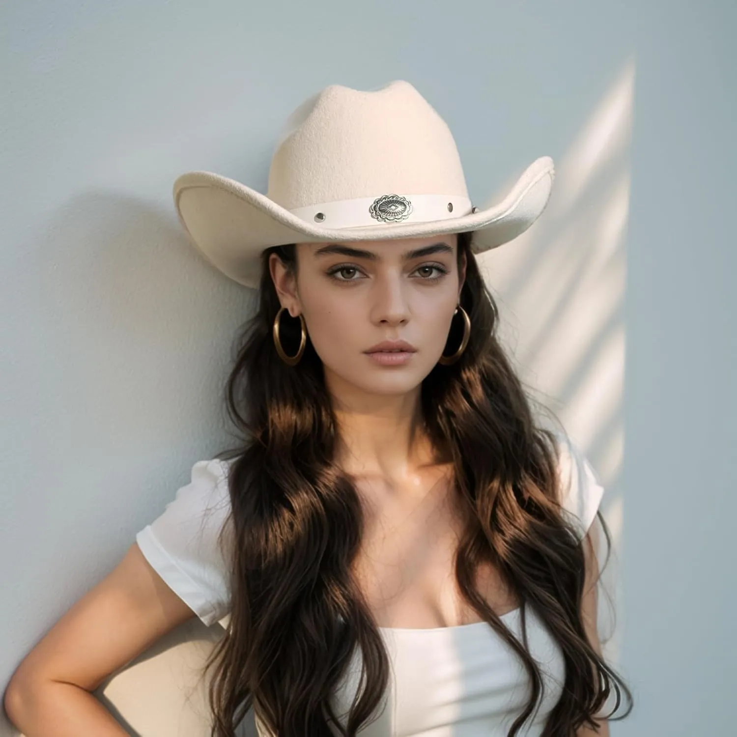 100% Wool Western Cowboy Hat for Men Women Classic Fedora Hat Felt Cowgirls Hats with Two Decorative Bands