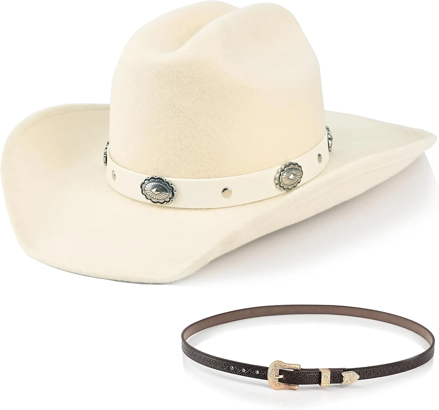 100% Wool Western Cowboy Hat for Men Women Classic Fedora Hat Felt Cowgirls Hats with Two Decorative Bands