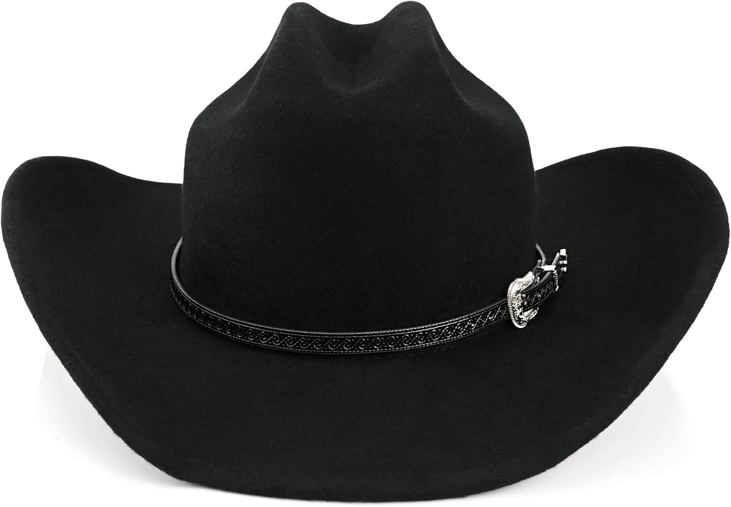 100% Wool Western Cowboy Hat for Men Women Classic Fedora Hat Felt Cowgirls Hats with Two Decorative Bands