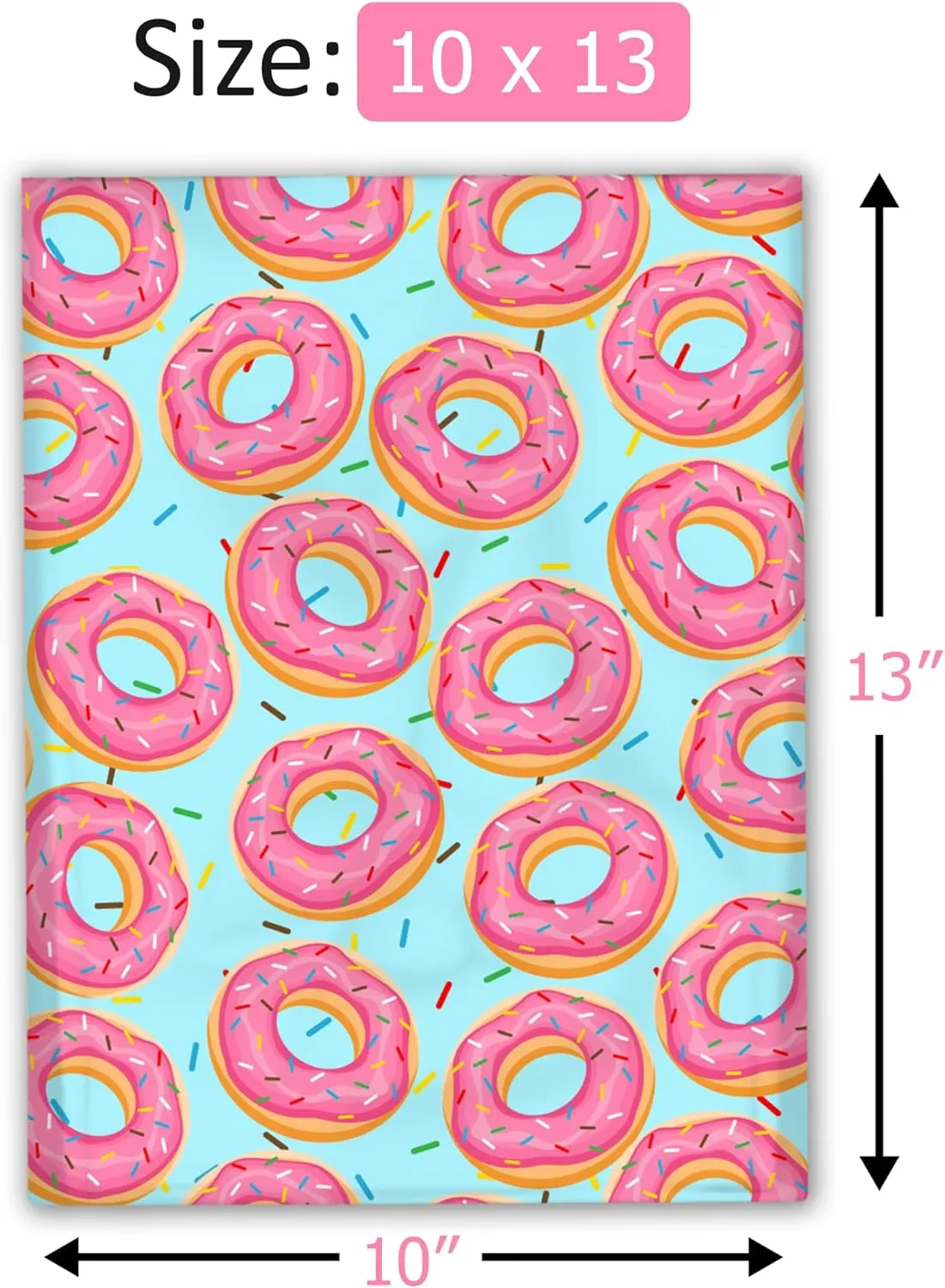 10x13 (100) Sprinkled Donuts Designer Poly Mailers Waterproof Self Sealing Tear Resistant Polymailers Shipping Envelopes Premium Printed Bags For Small Businesses