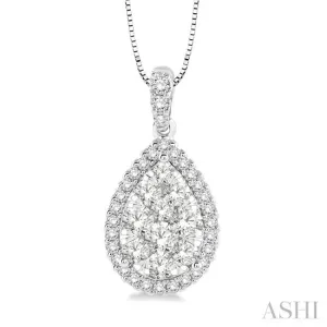 1/2 ctw Pear Shape Diamond Lovebright Pendant in 14K White Gold with Chain