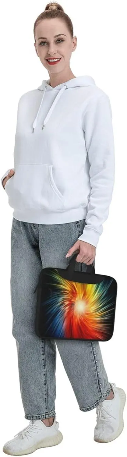 13-15.6 Inch Laptop Bag Abstract Rainbow Pattern Printed Laptop Bag for 13-15.6 Inch Laptop, Black, 15.6 inch