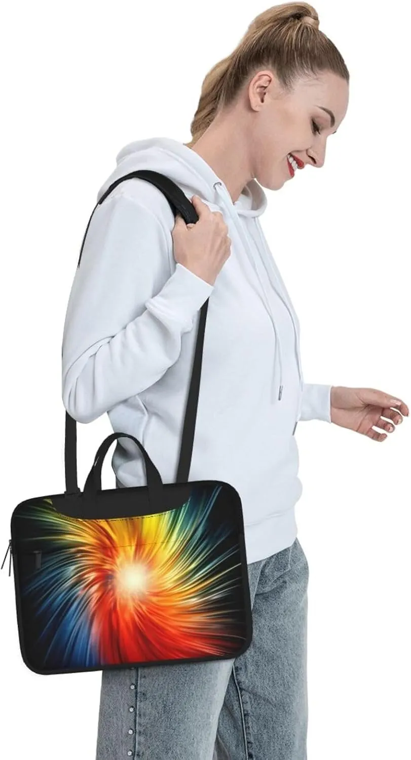 13-15.6 Inch Laptop Bag Abstract Rainbow Pattern Printed Laptop Bag for 13-15.6 Inch Laptop, Black, 15.6 inch