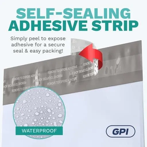 14.5" X 19" Extra Large Poly Mailers, 100 Count White Polymailer Shipping Envelopes for Clothes 2 Mil Unpadded Waterproof Opaque Self-Seal Poly Bags with Tear/Puncture Proof Adhesive Strip
