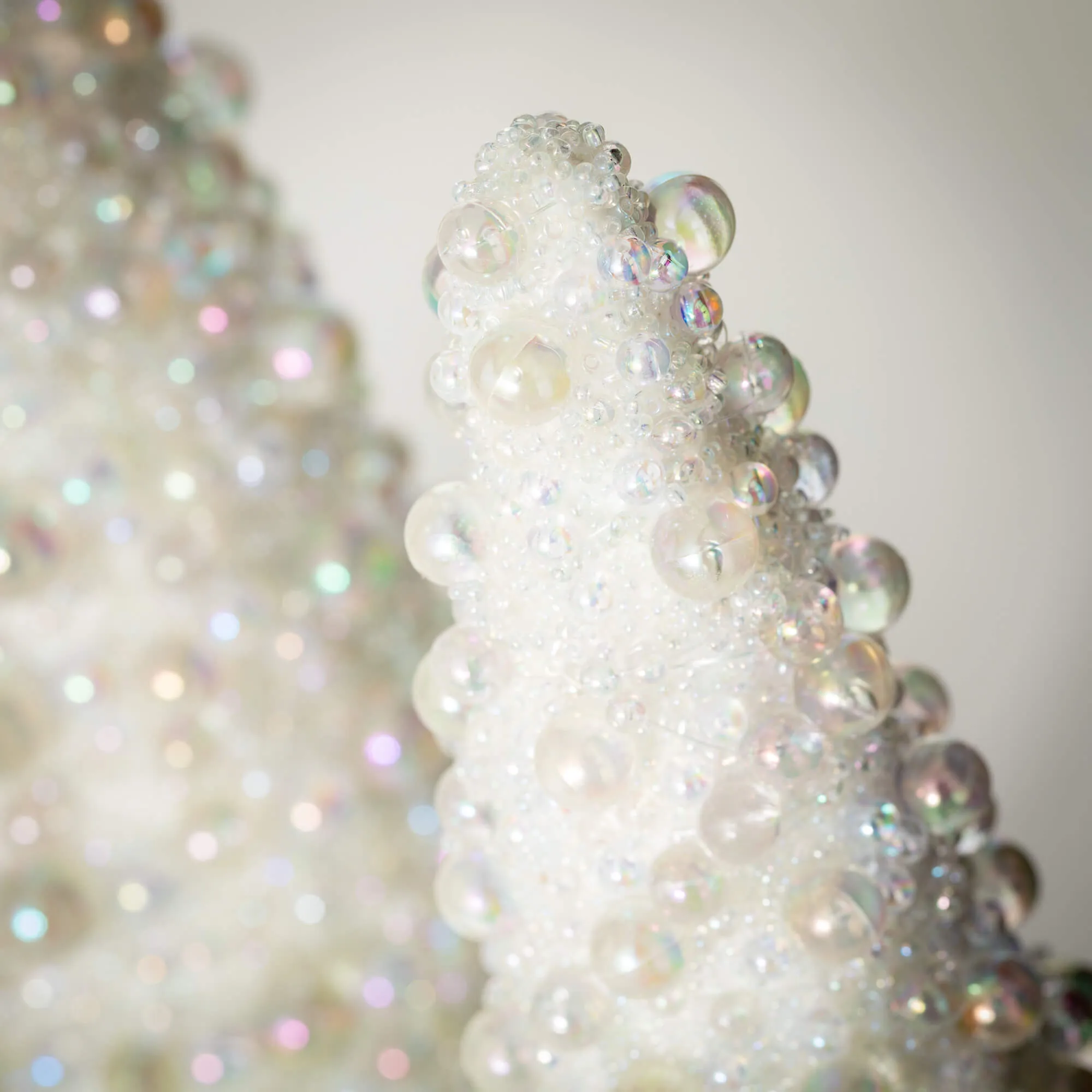 16.5"H and 12.25"H Sullivans Beaded Pearl Cone Tree - Set of 2, Christmas Decor, White