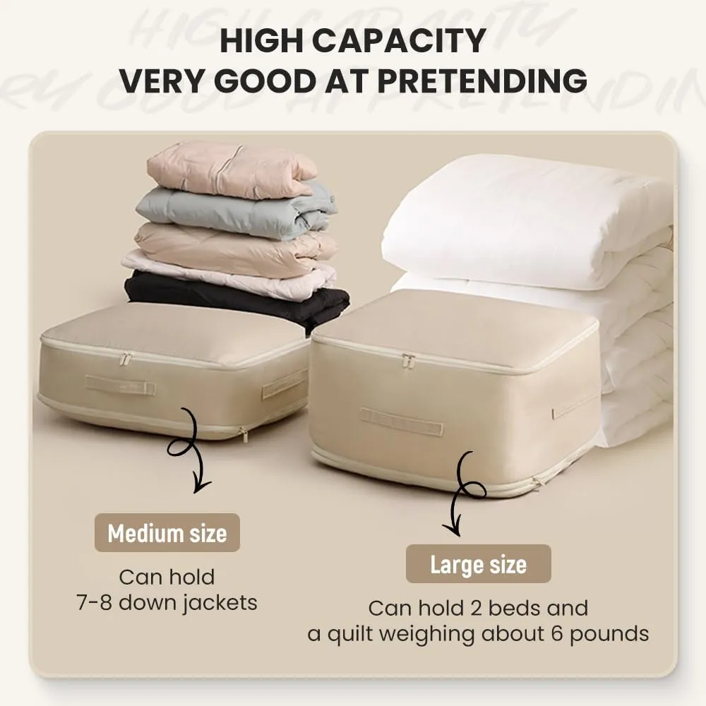 2025 New Ultra Space Saving Self Compression Organizer, Portable Heavy Duty Moving Bags Storage Tote for Space Saving, Space Saving Self Organizer for Comforters Blankets Bedding (Gray, X-Large)