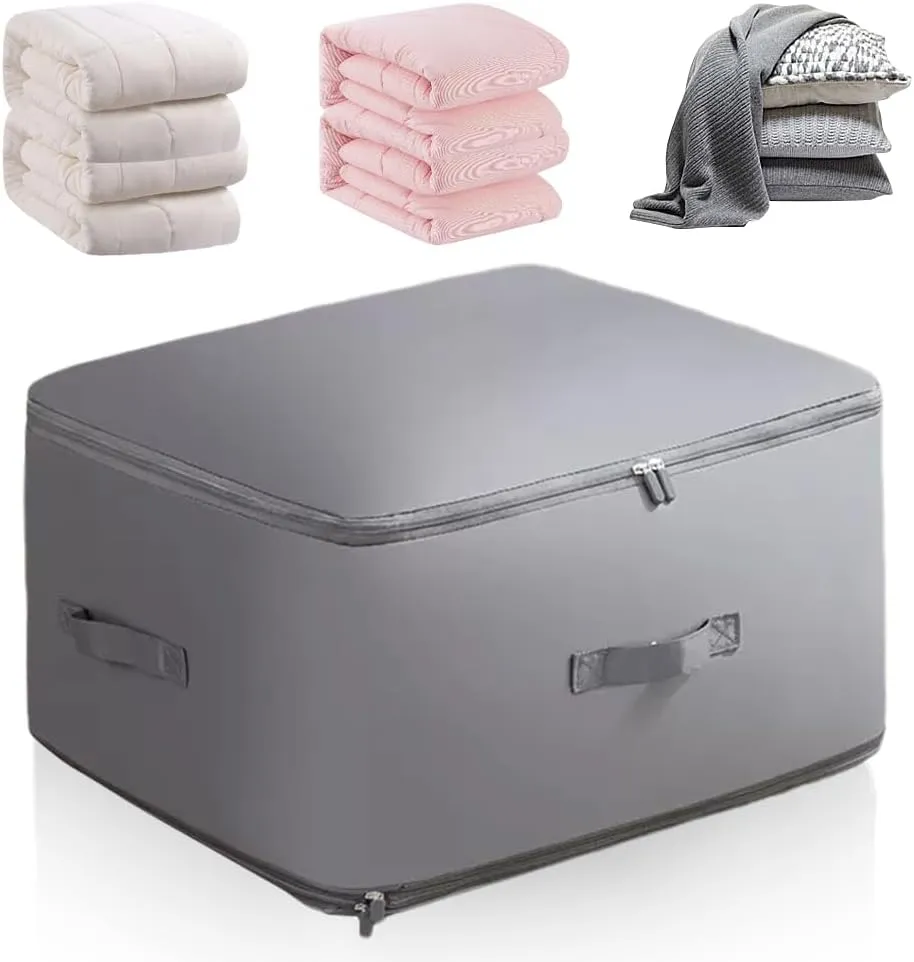 2025 New Ultra Space Saving Self Compression Organizer, Portable Heavy Duty Moving Bags Storage Tote for Space Saving, Space Saving Self Organizer for Comforters Blankets Bedding (Gray, X-Large)
