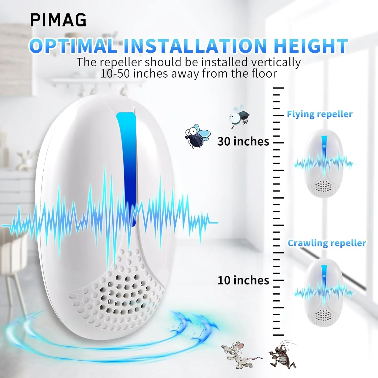 2025 Upgraded Version Ultrasonic Repeller Indoor, Mouse Repellent Plug in, Pest Control, Repellent Roach, Rodent, Mouse, Bugs, Mosquito, Spider, Ant for Home,Kitchen, Office, Warehouse, Hotel 6 Packs
