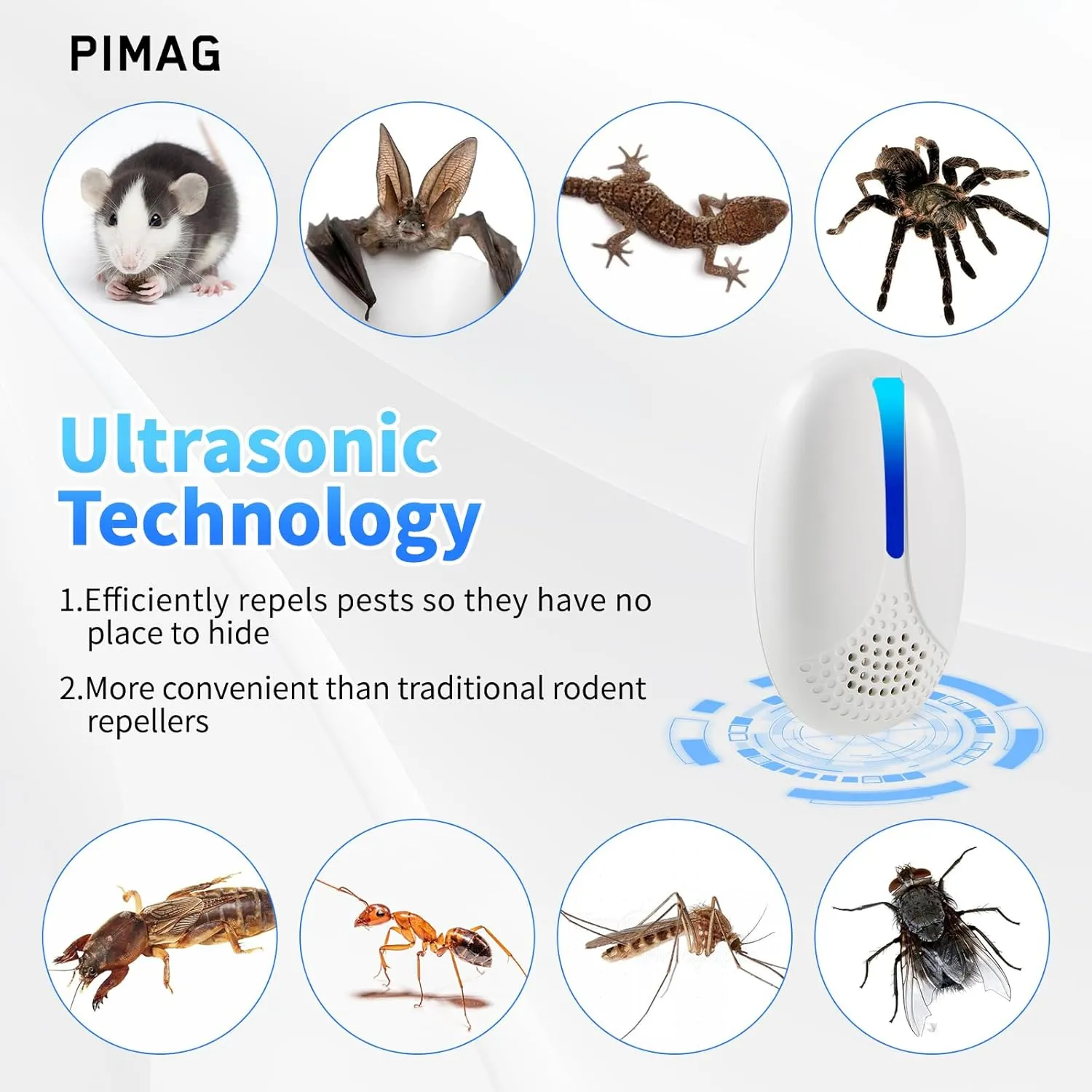 2025 Upgraded Version Ultrasonic Repeller Indoor, Mouse Repellent Plug in, Pest Control, Repellent Roach, Rodent, Mouse, Bugs, Mosquito, Spider, Ant for Home,Kitchen, Office, Warehouse, Hotel 6 Packs