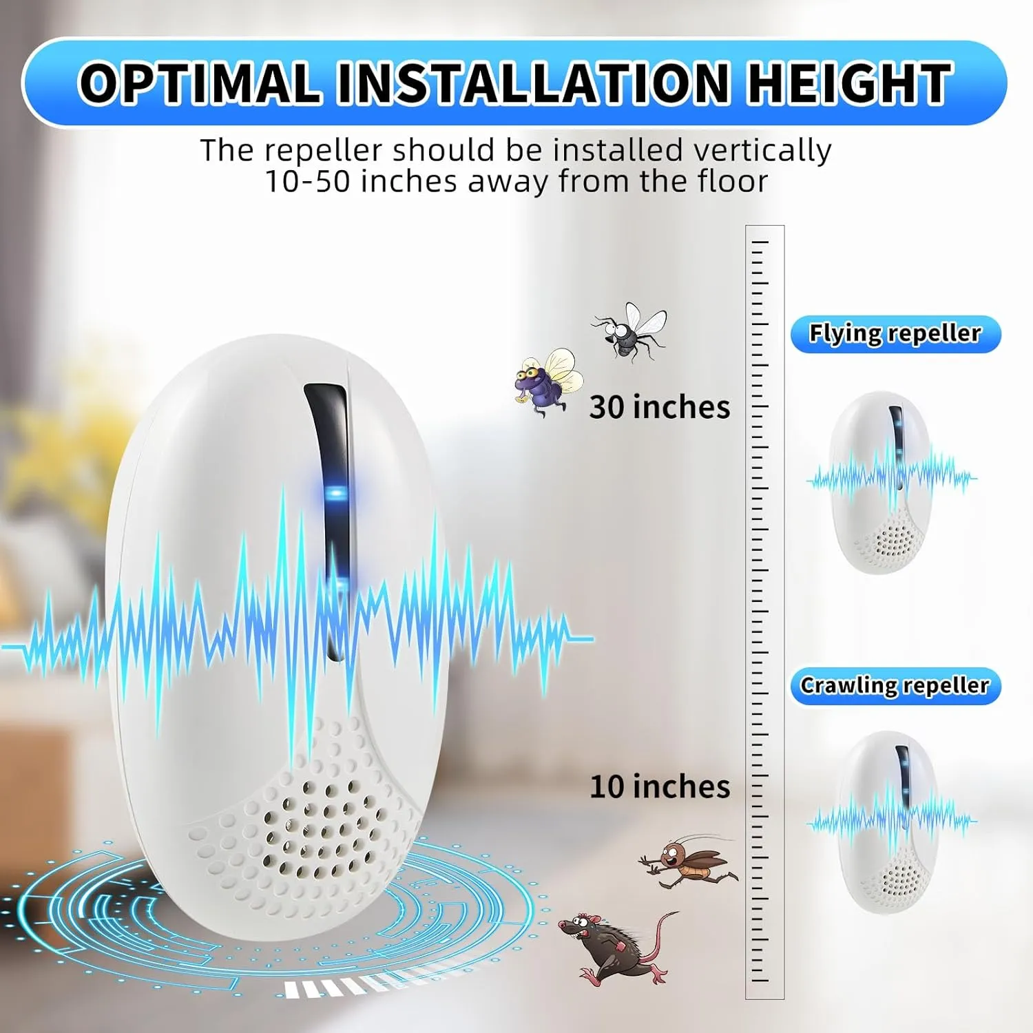 2025 Upgraded Version Ultrasonic Repeller Indoor, Mouse Repellent Plug in, Pest Control, Repellent Roach, Rodent, Mouse, Bugs, Spider, Ant for Home,Kitchen, Office, Warehouse, Hotel 5 Packs