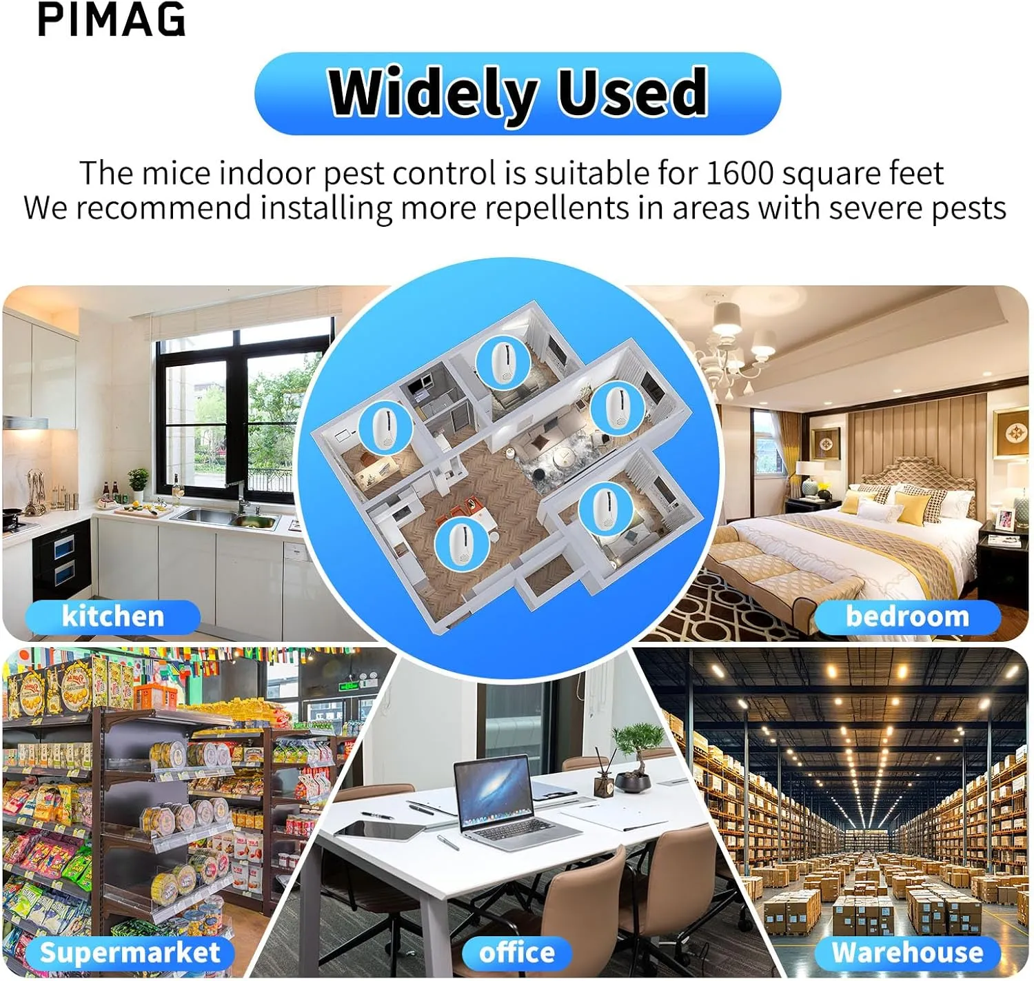 2025 Upgraded Version Ultrasonic Repeller Indoor, Mouse Repellent Plug in, Pest Control, Repellent Roach, Rodent, Mouse, Bugs, Spider, Ant for Home,Kitchen, Office, Warehouse, Hotel 5 Packs