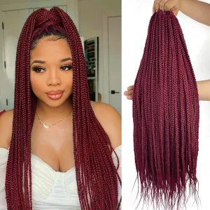 24 Inch Box Braid Crochet Hair 144 Strands Crochet Box Braids Pre Looped Box Braids Crochet Braids Burgundy Box Braids Crochet Hair for Black Women Girl