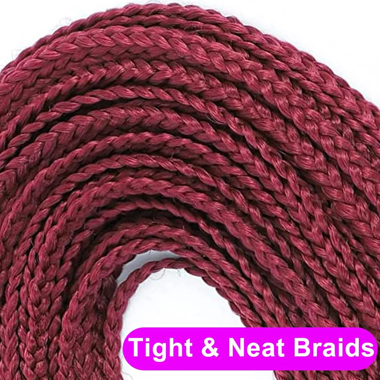 24 Inch Box Braid Crochet Hair 144 Strands Crochet Box Braids Pre Looped Box Braids Crochet Braids Burgundy Box Braids Crochet Hair for Black Women Girl