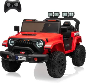 24V Powered Truck 2 Seater Kids Ride On Car,Parent Remote Control,4WD 800W Motor,3 Adjustable Speeds for Ages 3 ,Built-in Music Player,Kids Electric Ride On Toys with Easy Assembly, Red