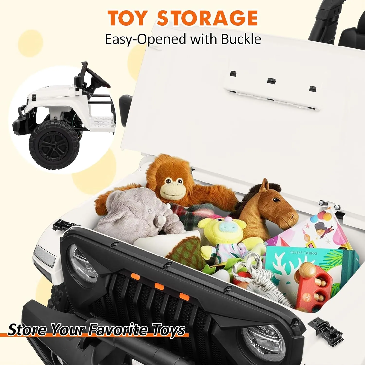 24V Ride On Toys for Big Kids, 4WD 2 Seater Ride On Cars with Remote Control, Adjustable Footwell Electric Vehicle, 3 Speeds, Led Lights, Bluetooth, White