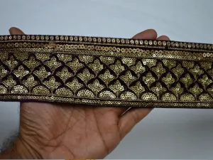 3 Yard Wine Saree Border Velvet Fabric 8cm Trim Embroidered Trimmings Christmas Ribbon Indian Sari Border gold Sequined Embellishments Laces
