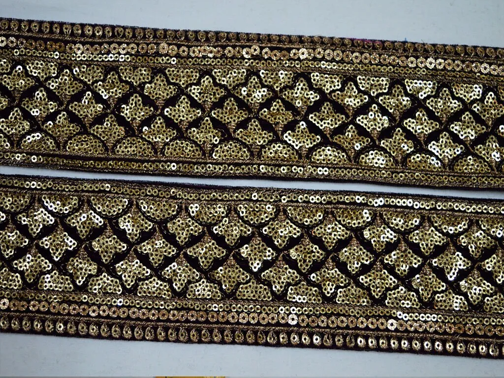 3 Yard Wine Saree Border Velvet Fabric 8cm Trim Embroidered Trimmings Christmas Ribbon Indian Sari Border gold Sequined Embellishments Laces