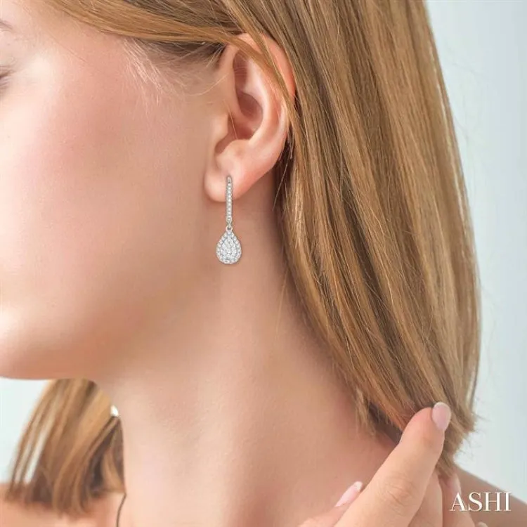 3/8 ctw Pear Shape Diamond Lovebright Earrings in 14K White Gold