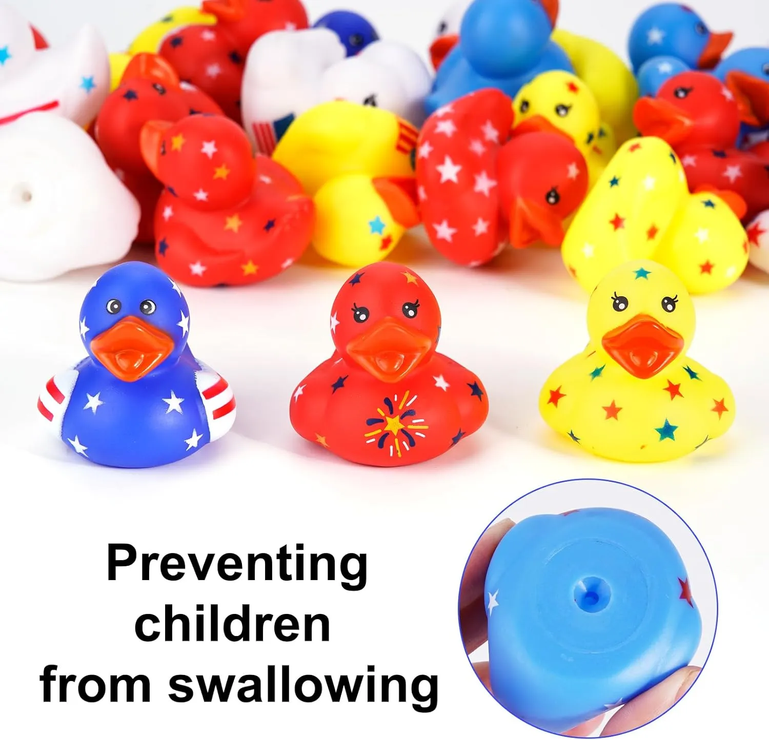 45 Pcs Independent Day Rubber Ducks 2.16" Patriotic Rubber Ducks Assortment Duckies Bath Toys for Jeep Ducking Floater Duck Bath Toys 4th of July Party Favors