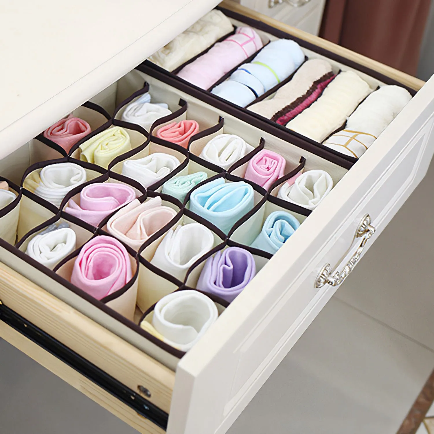 6-Pieces Set: Foldable Underwear Organizer Divider Container
