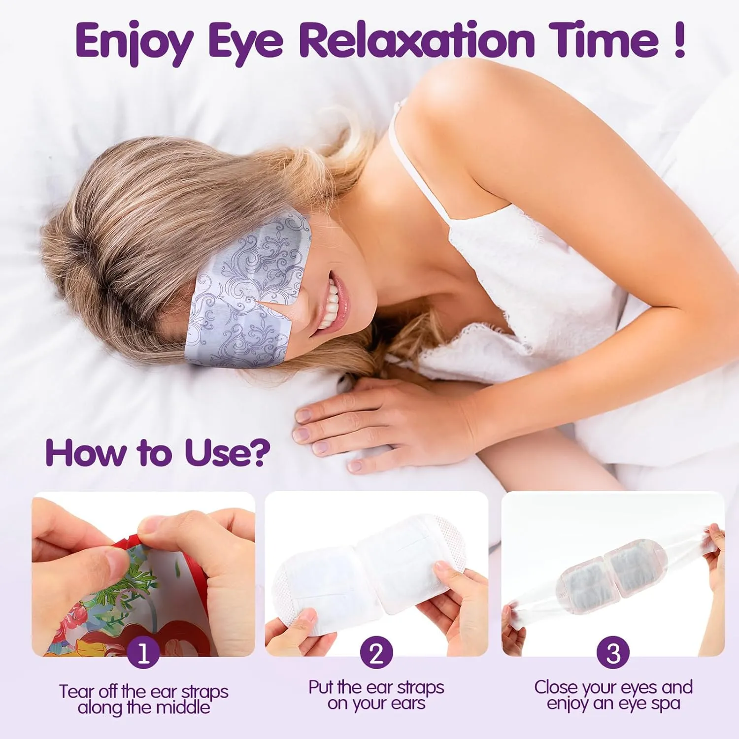 60 Pcs Disposable Steam Eye Mask Bulk for Dry Eyes Self Heating Eye Mask for Spa Sleep Warm Compress Stress Dark Circle Relief Puffiness and Relaxation Gifts (Multi Scent)