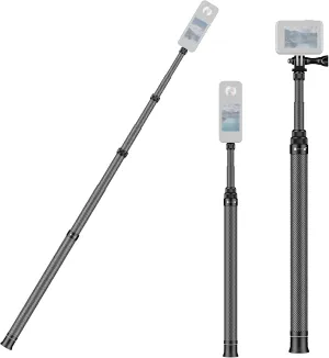 60"/1.5m Invisible Selfie Stick Carbon Fiber, 5ft Extended Long Pole Compatible with Insta360 X4 X3 ONE X2, ONE R, ONE X, ONE GO 3S 3 2 Action 360 Camera (14.2 to 60")