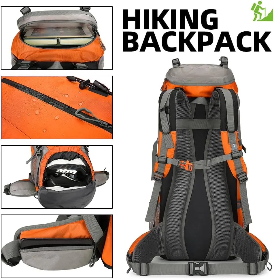 70L Camping Hiking Backpack with Rain Cover Waterproof Backpacking Backpack for Hiking Treeking Climbing Outdoor