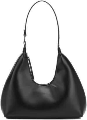 90s Vegan Leather Crescent Bag - Adjustable Y2K Crossbody & Shoulder Purse w/Detachable Chain for Women