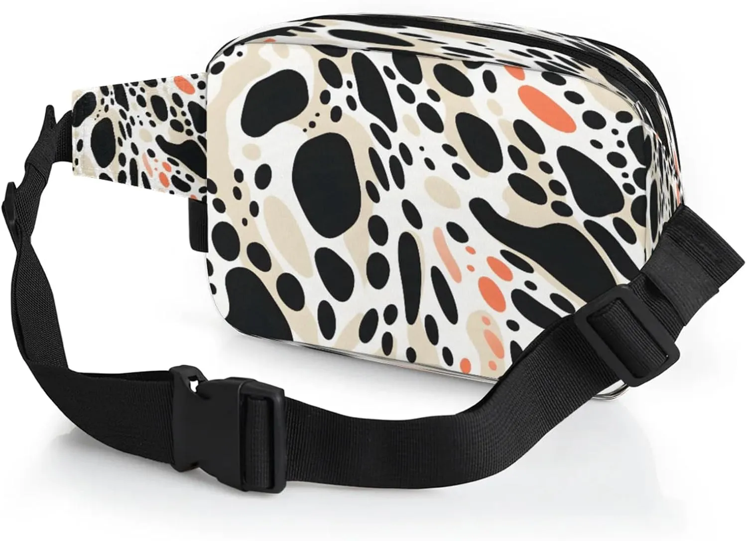 Abstract Polka Dots Waterproof Unisex Square Fanny Pack, Adjustable Waist Bag with Pockets, Sturdy Lightweight Crossbody Bag for Travel, Running, Hiking (9x6.1x2.5 Inches)