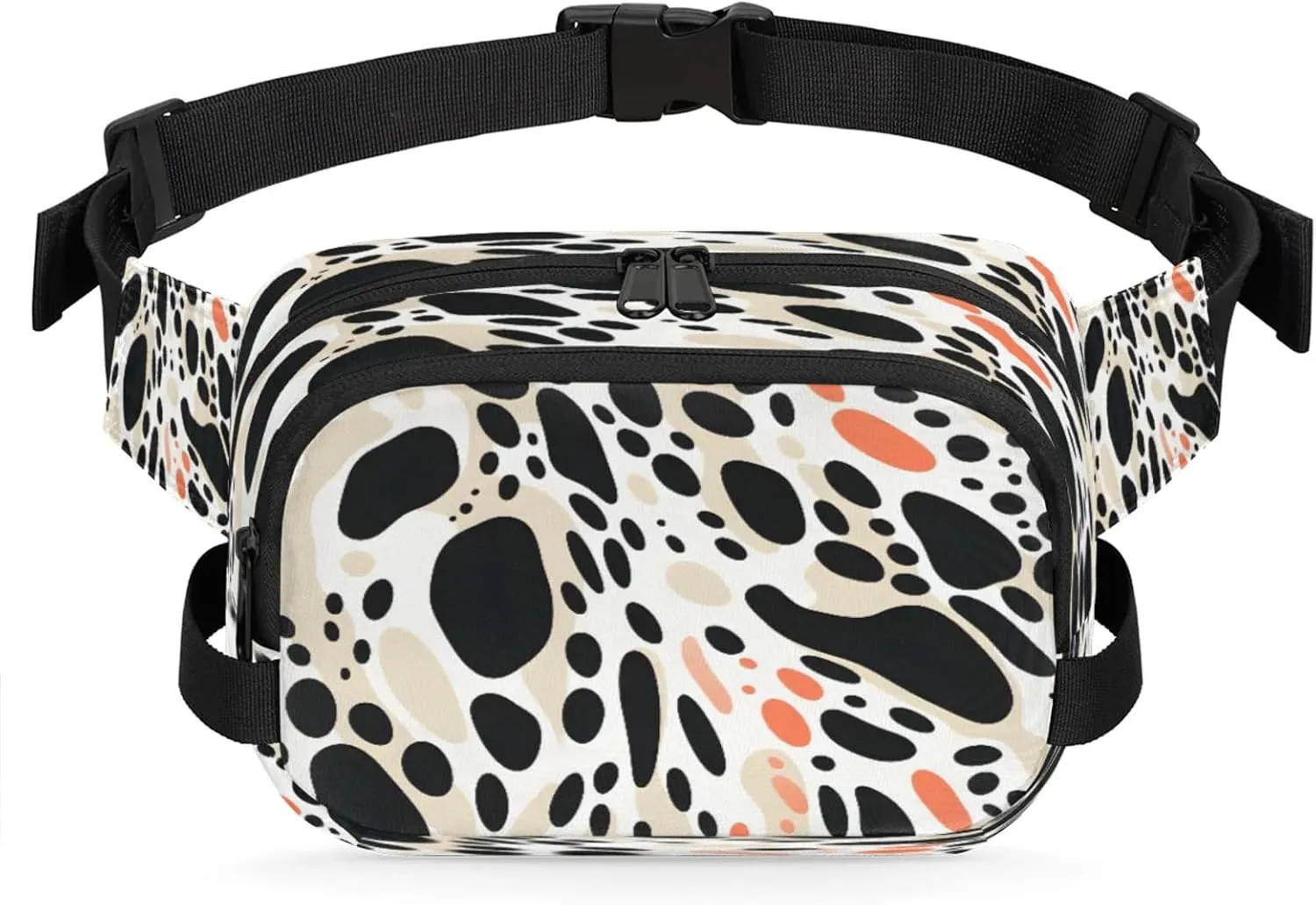 Abstract Polka Dots Waterproof Unisex Square Fanny Pack, Adjustable Waist Bag with Pockets, Sturdy Lightweight Crossbody Bag for Travel, Running, Hiking (9x6.1x2.5 Inches)