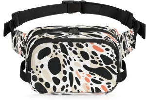 Abstract Polka Dots Waterproof Unisex Square Fanny Pack, Adjustable Waist Bag with Pockets, Sturdy Lightweight Crossbody Bag for Travel, Running, Hiking (9x6.1x2.5 Inches)