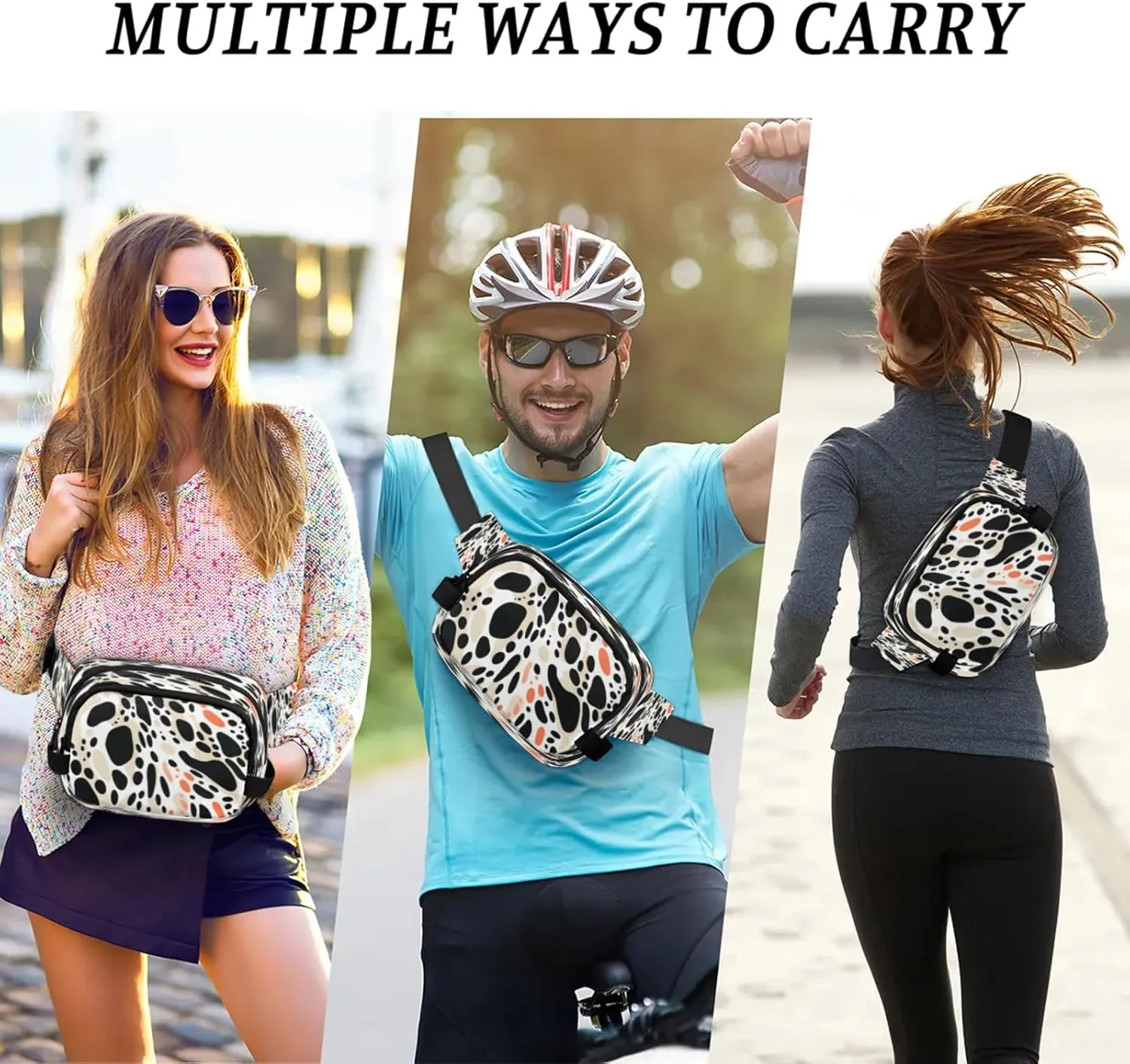 Abstract Polka Dots Waterproof Unisex Square Fanny Pack, Adjustable Waist Bag with Pockets, Sturdy Lightweight Crossbody Bag for Travel, Running, Hiking (9x6.1x2.5 Inches)