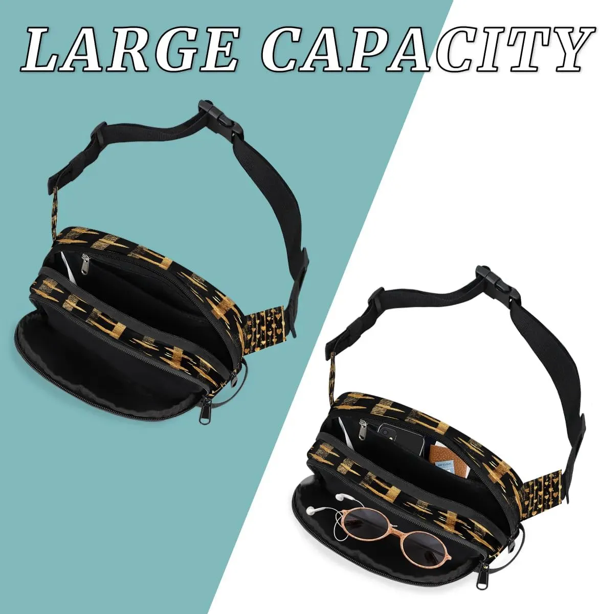 Abstraction Cute Heart Printing Fanny Packs for Women Men Waterproof Waist Bag with Adjustable Strap Belt Bag for Travel Running Hiking