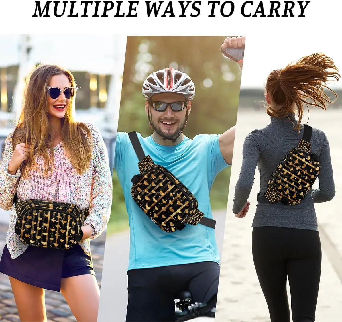 Abstraction Cute Heart Printing Fanny Packs for Women Men Waterproof Waist Bag with Adjustable Strap Belt Bag for Travel Running Hiking