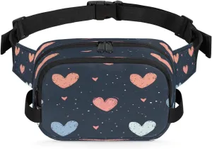 Abstraction Cute Love Patterns Fanny Packs for Women Men Waterproof Waist Bag with Adjustable Strap Belt Bag for Travel Running Hiking