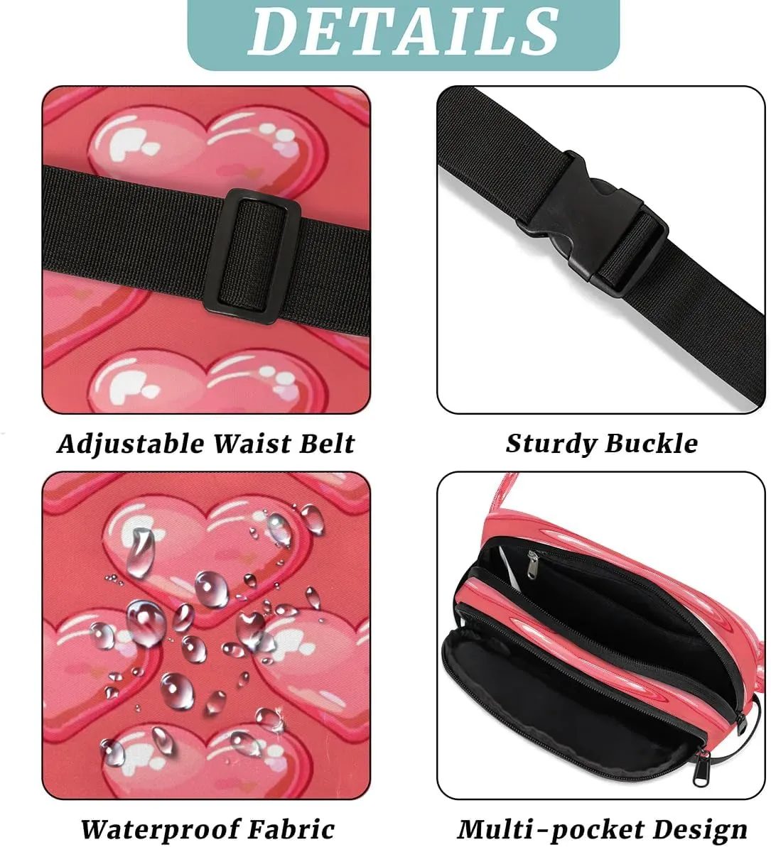 Abstraction Love Color Printing Fanny Packs for Women Men Waterproof Waist Bag with Adjustable Strap Belt Bag for Travel Running Hiking