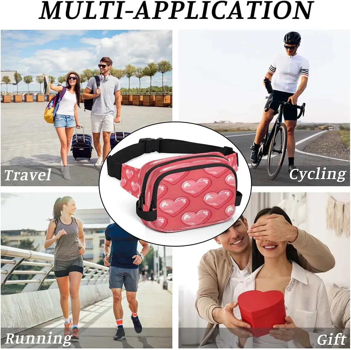 Abstraction Love Color Printing Fanny Packs for Women Men Waterproof Waist Bag with Adjustable Strap Belt Bag for Travel Running Hiking