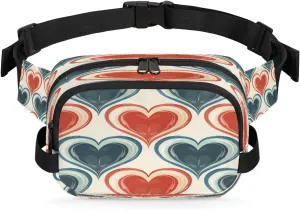 Abstraction Multi Love Patterns Fanny Packs for Women Men Waterproof Waist Bag with Adjustable Strap Belt Bag for Travel Running Hiking
