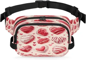 Abstraction Multi Love Printing Fanny Packs for Women Men Waterproof Waist Bag with Adjustable Strap Belt Bag for Travel Running Hiking
