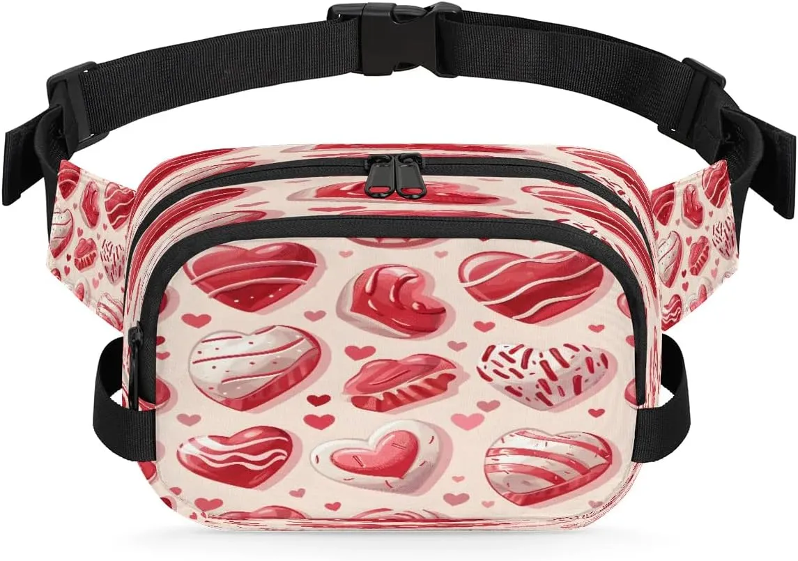 Abstraction Multi Love Printing Fanny Packs for Women Men Waterproof Waist Bag with Adjustable Strap Belt Bag for Travel Running Hiking