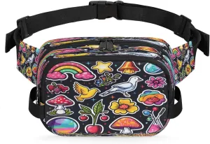 Abstraction Multi Patterns Fanny Packs for Women Men Waterproof Waist Bag with Adjustable Strap Belt Bag for Travel Running Hiking