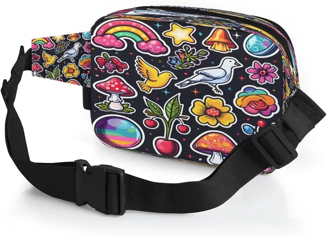Abstraction Multi Patterns Fanny Packs for Women Men Waterproof Waist Bag with Adjustable Strap Belt Bag for Travel Running Hiking