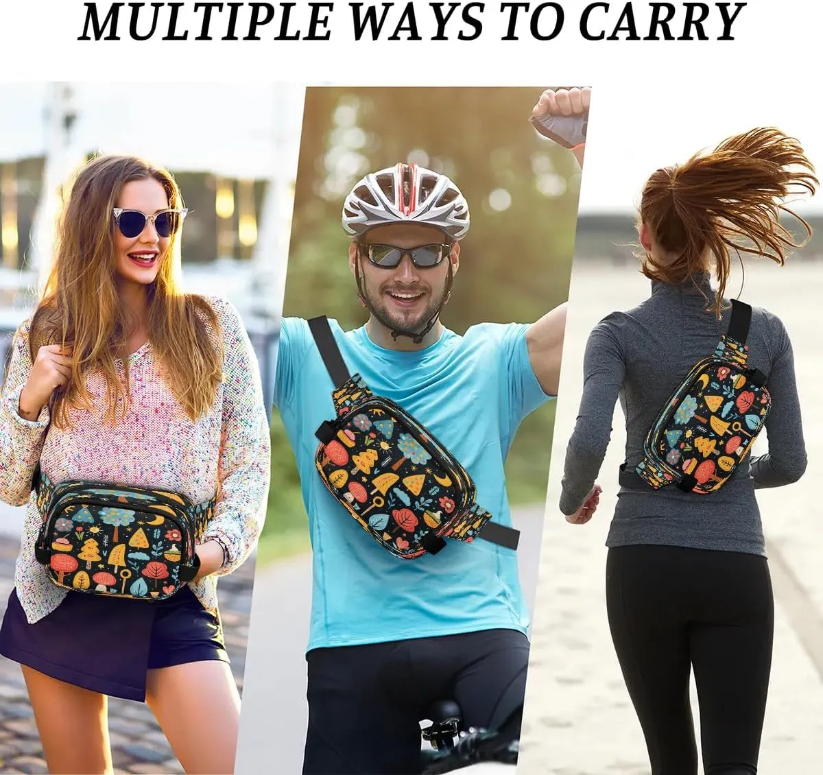 Abstraction Multi Prints Fanny Packs for Women Men Waterproof Waist Bag with Adjustable Strap Belt Bag for Travel Running Hiking