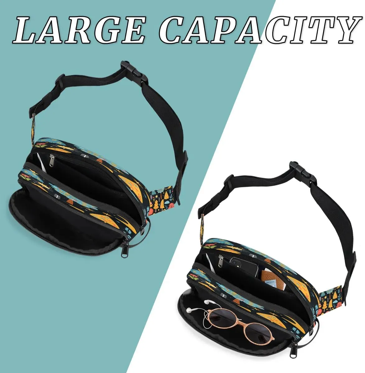 Abstraction Multi Prints Fanny Packs for Women Men Waterproof Waist Bag with Adjustable Strap Belt Bag for Travel Running Hiking