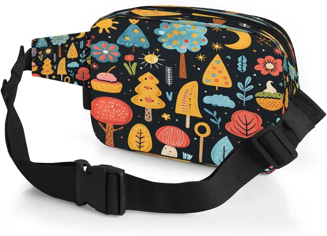 Abstraction Multi Prints Fanny Packs for Women Men Waterproof Waist Bag with Adjustable Strap Belt Bag for Travel Running Hiking