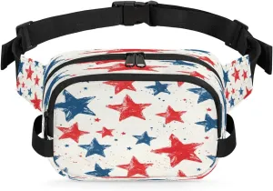Abstraction Retro Stars Patterns Fanny Packs for Women Men Waterproof Waist Bag with Adjustable Strap Belt Bag for Travel Running Hiking