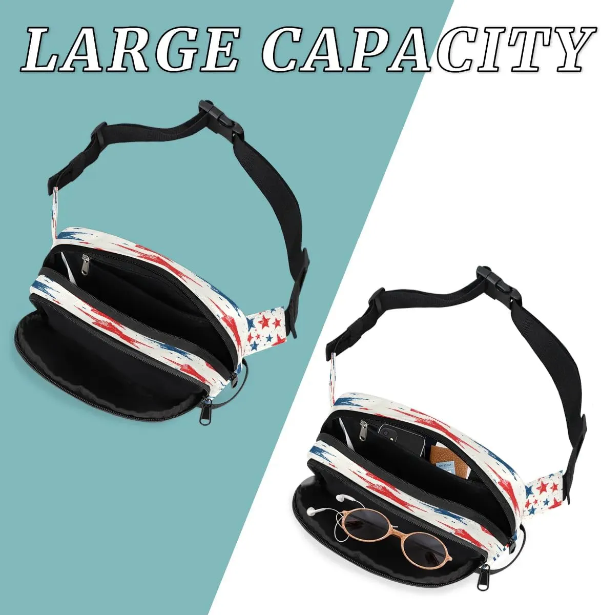 Abstraction Retro Stars Patterns Fanny Packs for Women Men Waterproof Waist Bag with Adjustable Strap Belt Bag for Travel Running Hiking