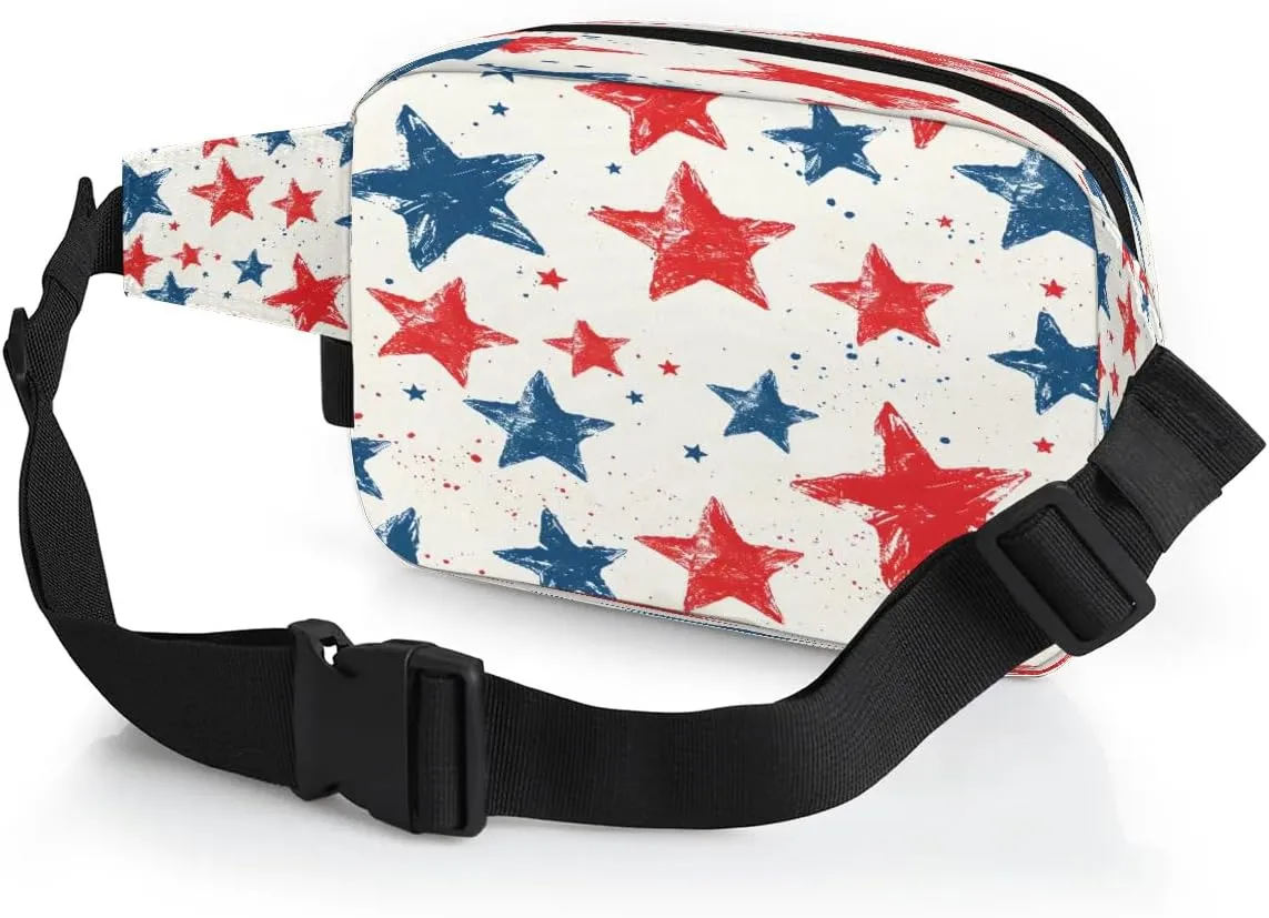 Abstraction Retro Stars Patterns Fanny Packs for Women Men Waterproof Waist Bag with Adjustable Strap Belt Bag for Travel Running Hiking